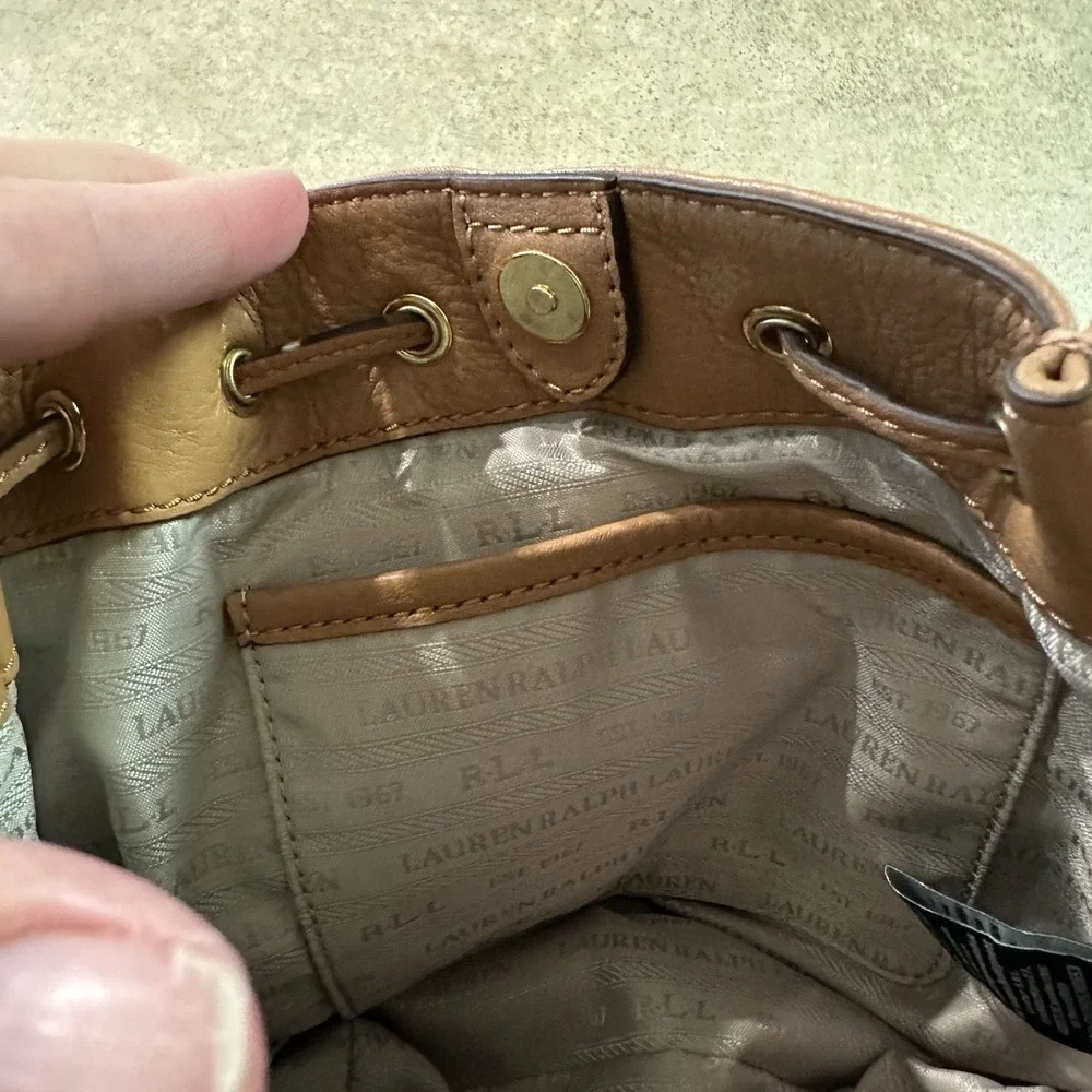 Lauren Ralph Lauren Medium Denim leather crosstitch bag Designer‎ soldout